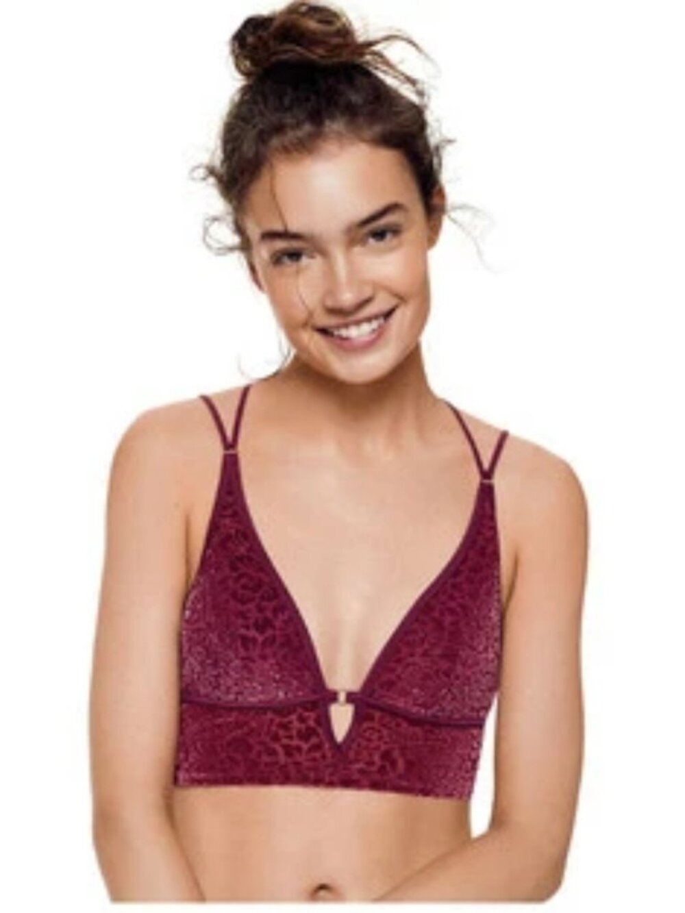 Victoria’s Secret PINK Floral Print Crushed Velvet Bralette sz M